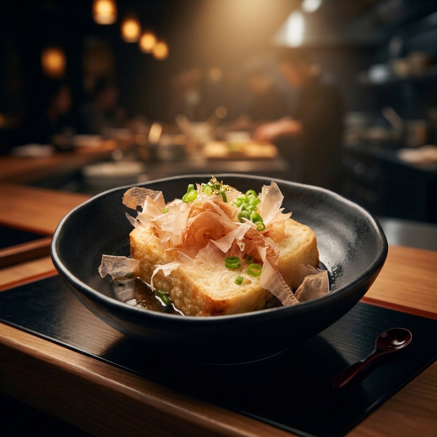 舞い踊る極薄削り 絹肌の揚げ出し豆腐