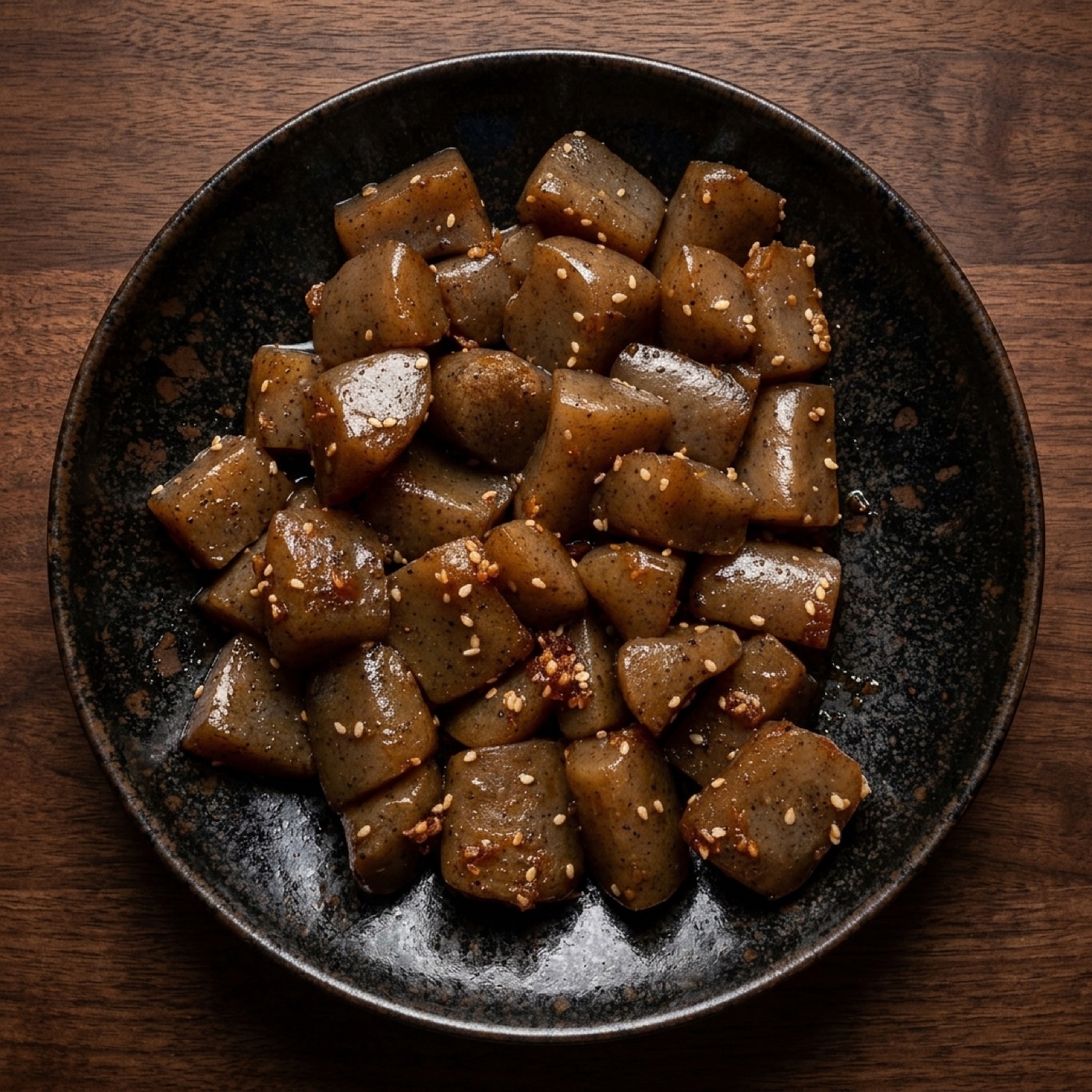 漆黒の艶 乱れ蒟蒻の胡麻まぶし